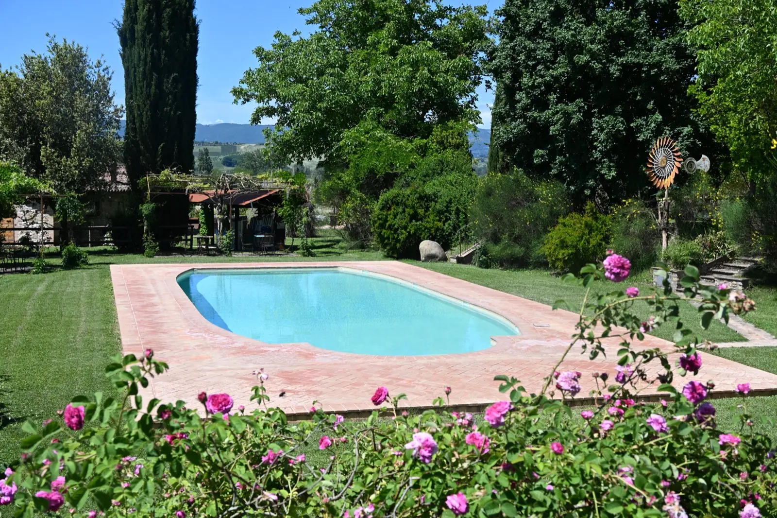 Agriturismo Borgo Santa Maria — La piscina tra le rose